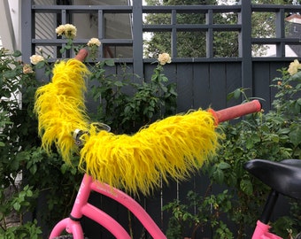 reUSEable Yellow Big Bird HANDLEBAR bits Faux Fur - 2 wrap pieces