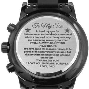 Cadeau montre de luxe gravée à mon fils de papa, pour le fils du père, anniversaire du fils, remise des diplômes, cadeau de Noël pour fils, cadeau message