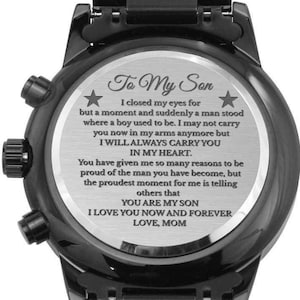 À mon fils, cadeau de maman, montre de luxe gravée, cadeau de Noël, cadeau de remise des diplômes, cadeau d&#39;anniversaire, mariage