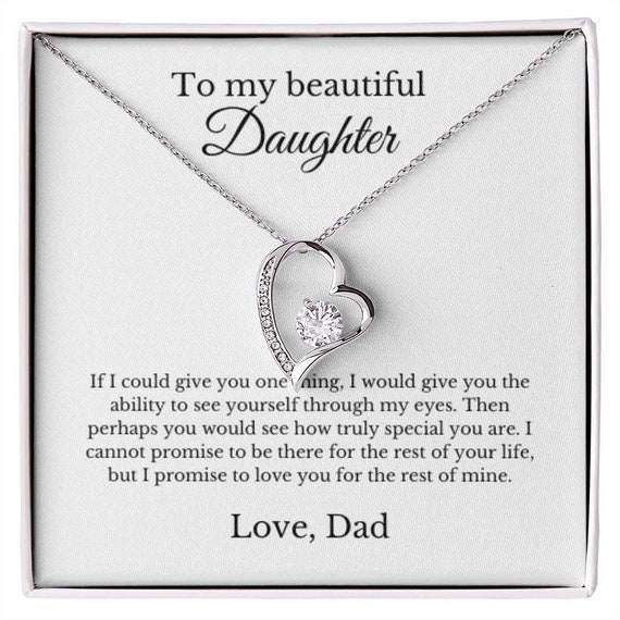 Engraved Gift for Daughter, Sterling Silver Heart Link Necklace |Jewels 4  Girls