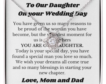 Necklace Gift for Daughter on Her Wedding Day from Parents, Bride Gift from Parents, Daughter Wedding Gifts