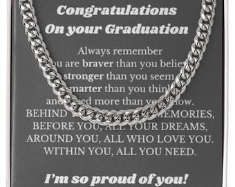 Necklace Graduation Gift for Him, Best Gift for College Graduation, Gift for New Graduate, Graduation Male Gift