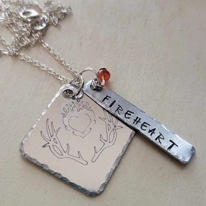 FIREHEART Necklace | Throne of Glass | Aelin Ashryver Galathynius | Engraved | Hand Stamped | Bookish Necklace | Massverse