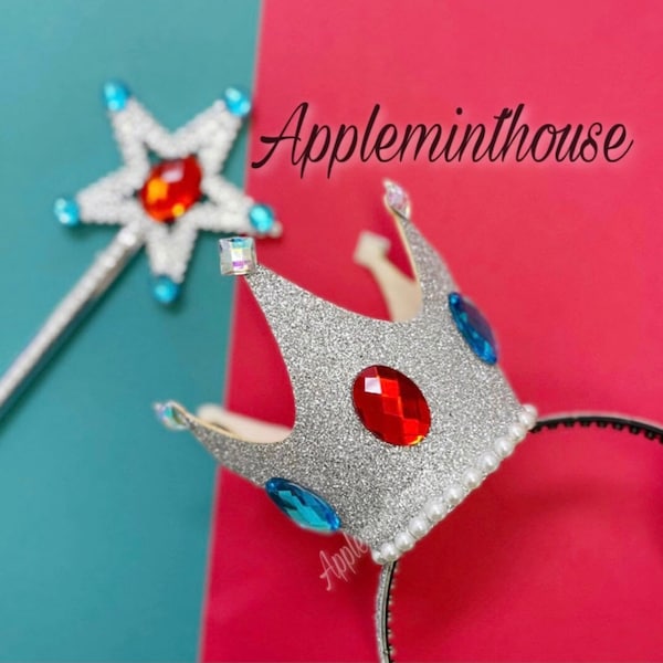 Corona y varita de Rosalina, corona de princesa, corona de cumpleaños, diadema de Rosalina de plata, corona de disfraces de Halloween adultos niños niñas bebé, regalos