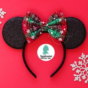 Christmas ears, Christmas Minnie ears, Mouse ears, Mickey ears, Peppermint, gingerbread, Antlers ears, Personalized Custom Minnie ears