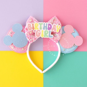 Mouse Ears Birthday Girl, Custom Mickey Ears & Minnie Ears Headband, Personalized Birthday Minnie Ears for Kids and Adults