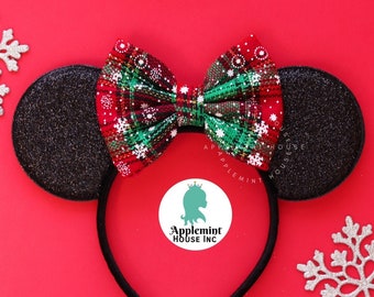 Christmas ears, Christmas Minnie ears, Mouse ears, Mickey ears, Peppermint, gingerbread, Antlers ears, Personalized Custom Minnie ears