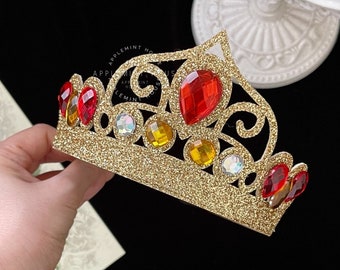 Belle Crown, Glitter Gold Tiara  for All ages, Princess Headband for girls, Belle Dress Up Cosplay accessories, Birthday crown for Gift