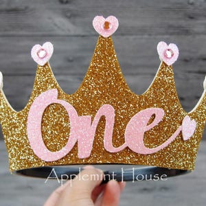 Birthday Crown for Baby Toddlers, Birthday Girl Custom Crown, First Birthday Party Crown, Birthday Gold Crown, Personalized Crown headband image 2