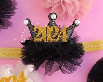 New Years Eve party Crown, New Years Eve Crown, 2024 New Born Baby Headband, New Years Eve Crown Elastic Headband, 2024 New born photo props