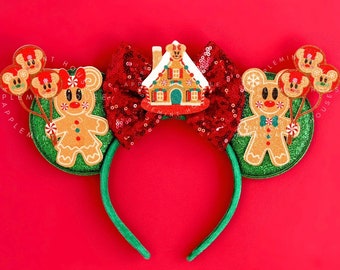 Christmas Gingerbread Mickey ears, Christmas Mickey ears, Gingerbread Minnie Ears, Minnie ears, Gingerbread Mouse Ears with Balloons