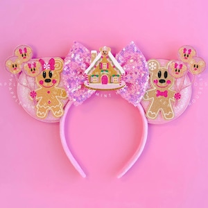 Rosa Lebkuchen Micky Ohren, Weihnachtslebkuchen Minnie Ohren, Weihnachten Minnie Ohren, Micky Ohren, Lebkuchen Maus Ohren mit Luftballons