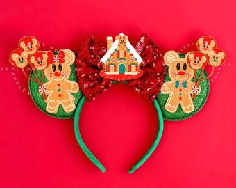 Christmas Gingerbread Mickey ears, Christmas Mickey ears, Gingerbread Minnie Ears, Minnie ears, Gingerbread Mouse Ears with Balloons