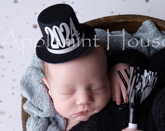 New Years 2026 Mini Top Hat, 2026 New born photo prop Hair Accessories, Newborn Baby Photography Outfit Boy, Baby Boy Hat