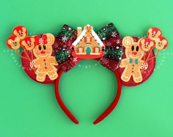 Christmas Gingerbread Mickey ears, Christmas Minnie ears, Gingerbread Minnie Ears, Mickey ears, Gingerbread Mouse Ears with Balloons
