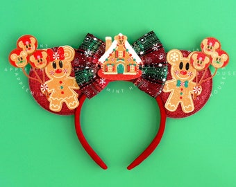 Christmas Gingerbread Mickey ears, Christmas Minnie ears, Gingerbread Minnie Ears, Mickey ears, Gingerbread Mouse Ears with Balloons