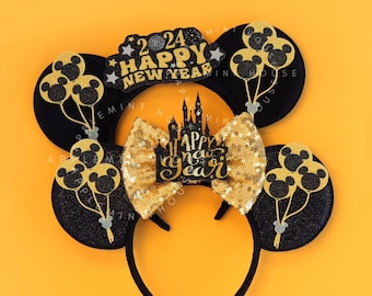 Mickey Ears New Years Eve, New Years Eve Mouse Ears, Mickey Ears, Minnie Ears, 2024 New years Minnie ears, Happy New Year Mouse Ears