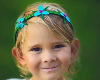 Poppy Flower Headband, Poppy Dress up Elastic Headband, Troll Inspired Birthday gift for Toddlers, Kids & Girls