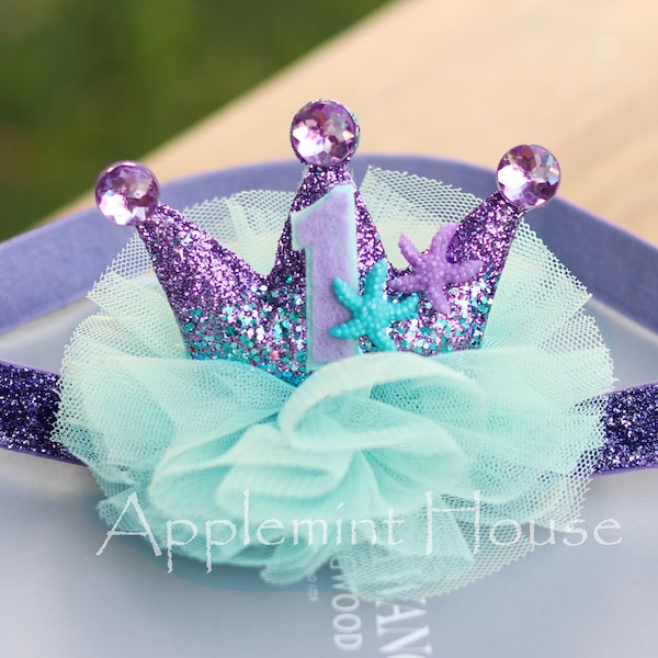 Coroa de sereia para aniversário, Coroa de sereia para primeiro aniversário, Coroa de sereia com idade, Tiara de sereia para aniversário, Presentes para crianças, Presentes para meninas