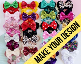 Minnie ears Scrunchie, Mickey Ears Scrunchies, Custom Mickey Scrunchies, Mouse Ears Scrunchies, Mickey Ears, Gift for Girl, Gift for Her