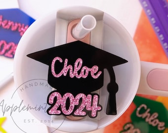 Tumbler Name Tag, Graduation Tumbler Name Tag, Stanley Tumbler Name Plate, 20, 30 or 40oz Tumbler Lid Name Plate, 2024 Graduation Gift