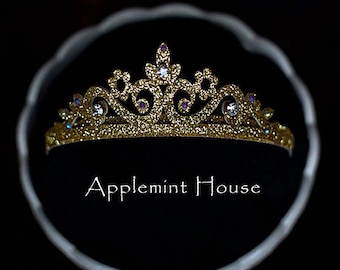Birthday gold Crown, Princess glitter crown, Tiara crown, Party crown for baby girl kids, Birthday Girl Crystal Stone Crown headband