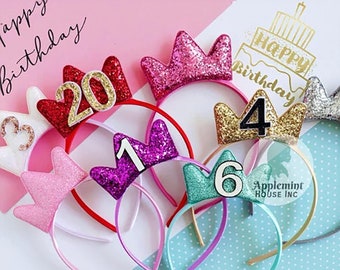 birthday crown, Crown headband, birthday crown headband with age, baby crown, girl crown, women crown, birthday party favor, idea, gift