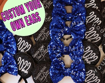 Mickey Ears, Custom Minnie Ears, Personalized Mouse Ears with Logo, Dance Team or School Group Ears, Nationals or Cheerleader Ears Headband