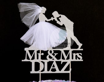 wedding cake topper,  Mr and Mrs Wedding cake topper, bride and groom, Anniversary topper, bride, Personalized, Custom , Couple, decoration