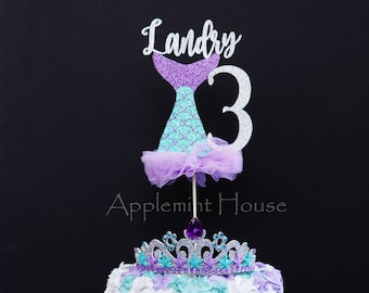 Mermaid Birthday Cake topper, Mermaid Tail cake topper, Personalized princess cake topper, Little Mermaid Cake Topper, Mermaid Party Decor