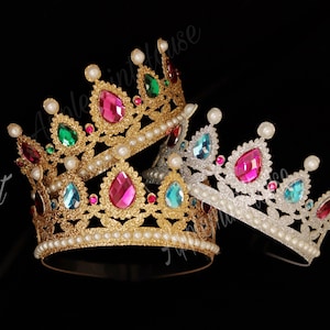 Peach Crown Headband, Princess Dress Up Glitter Tiara, Daisy Costume Crown, Birthday Girl Party Crown, Rosalinas Silver Crown Adults & Kids