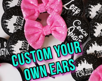 Mickey ears, Custom Minnie ears, mouse ears, Personalized ears, school ears, dance team group ears, Cheerleaders ears, Customized ears