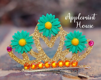 Fancy Nanci Crown Hair Clips, Fancy Nanci Crown, Costume Crown, Princess Crown, Birthday Crown, Flower Crown, Glitter Gold Crow Kids girls