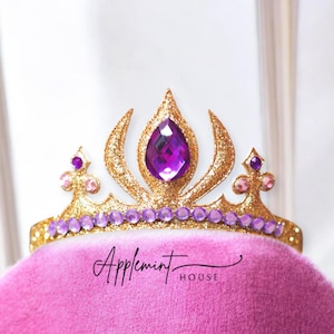 Gold Crown with Purple Rhinestones, Princess Dress Up Crown Headband for Girls, Baby Headband, Birthday Gift for Kids, Adult Costume Crown
