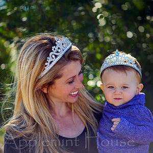 Silver Crown Cinderella Headband, Birthday Tiara, Halloween Costume Elastic Headband, Princess Dress Up Headband, Accessory for Girls
