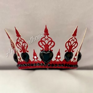 Queen Of Hearts Crown, Queen Of Hearts Costume crown, Birthday Crown, Glitter Red Crown Headband, Princess Crown, Halloween Costume Crown