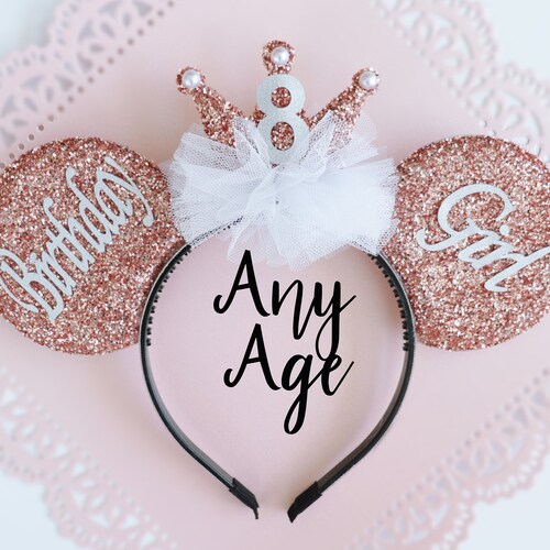Birthday Ears, Birthday Minnie Ears, Minnie  ears, Birthday Minnie Mouse Ears, Birthday Minnie Ears, rose gold Minnie ears, Rose gold ears,
