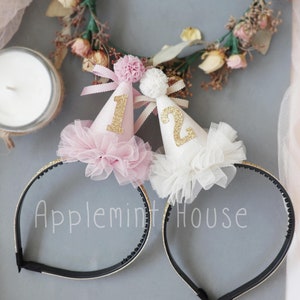 Cappello per festa di compleanno, mini fascia per cappello da festa, cappello personalizzato per festa di compleanno, accessori per capelli per foto del primo compleanno, cappello da festa per bambini piccoli