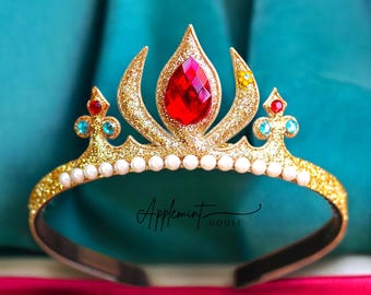 Elena Crown Headband for Girls, Princess Tiara Elastic Headband, Elena Dress Up Costume Crown, Birthday Gold Crown for Kids and Adults