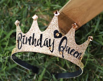 birthday crown, Custom birthday party crown, Birthday Queen tiara, customized crown, glitter gold crown with Age, adults women crown