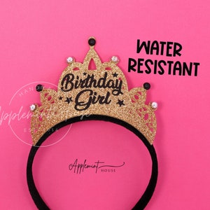 Birthday Girl Crown, Birthday Party Crown or Adult & Kids, Glitter Gold Tiara Headband, Birthday Queen Gift, 20th Birthday, 40th Birthday