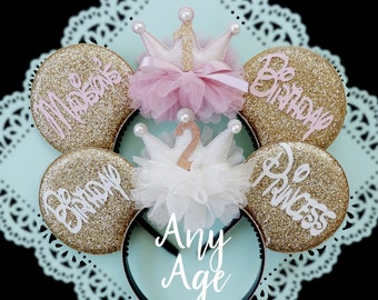 Birthday Crown ears, Mickey ears, Birthday ears, First Birthday Mickey ears, Birthday Custom ears, Minnie ears, Mickey ears, Mouse ears