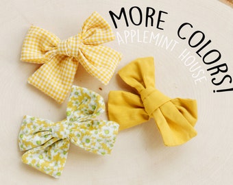 Set of 3 Hair bow clips, Yellow mustard  Hairbow hair clips, kids Hair Clips, toddler, Baby  hair bows for birthday gift, Kids gift idea
