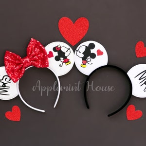 Couple Mickey Ears, Mickey ears,  Couple Minnie ears, Anniversary Mr and Mrs Mickey ears, Bride and groom Minnie ears, Personalized ears