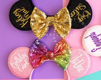 Custom Mouse ears, Personalized Mickey ears, Minnie ears, Team or group Mouse Ears Headband, Custom Lettering Ears for adults and Kids