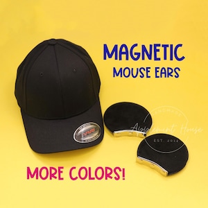 Magnetic Mickey Ears for Hat, Removable Magnet Minnie Ear for Cap, Interchangeable Mouse Ears for Baseball Hat, Trucker and Snap back, Gift