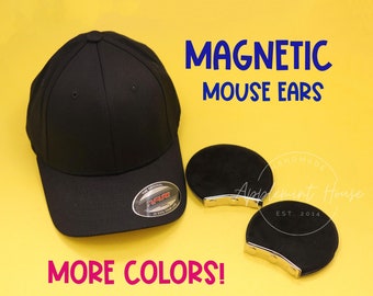 Magnetic Mickey Ears for Hat, Removable Magnet Minnie Ear for Cap, Interchangeable Mouse Ears for Baseball Hat, Trucker and Snap back, Gift
