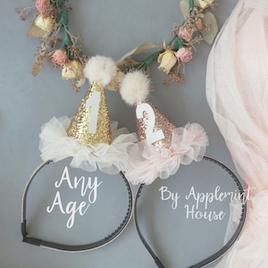 Birthday Party Hat, Mini Party Hat Headband, Custom Birthday Party Hat, First Birthday Photo Prop Hair Accessories, Party Hat for toddlers