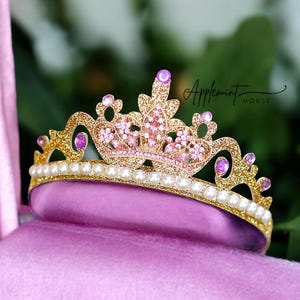 Rapunsell Birthday Crown, Lost Princess Headband, Costume Dress Up Tiara, Gold Crown Elastic Band for Babies, Girls & Adults, Kid Crown