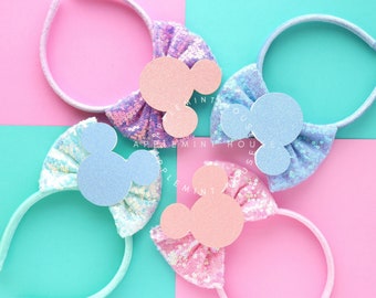 Mickey headband, Disney Mouse headband, sequin hair bow, hair accessories, headband for girls, kids, toddlers, women headband, Disney gifts